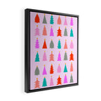 Christmas Tree Pattern on Pink Framed Canvas Print Gallery Image 2