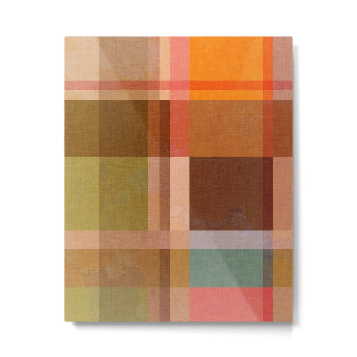 Cosy Heritage Woven Plaid 1 earthy orange blue green Metal Print Gallery Image 1