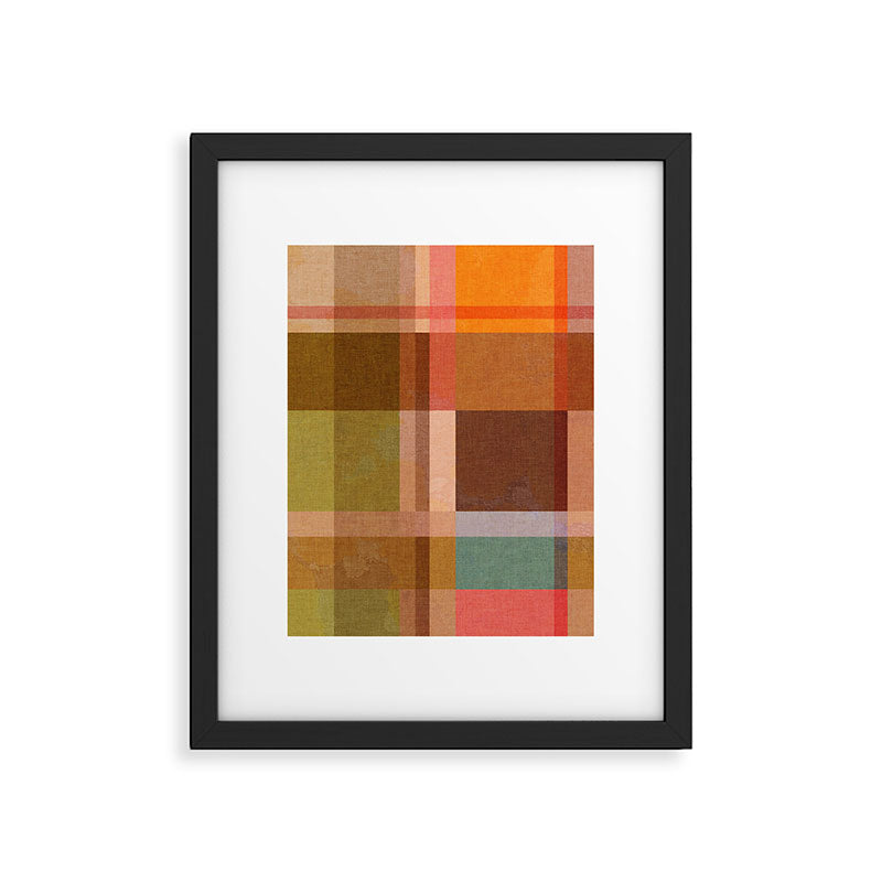 Cosy Heritage Woven Plaid 1 earthy orange blue green Framed Art Print Gallery Image 6