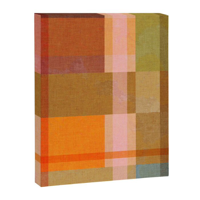 Cosy Heritage Woven Plaid 2 earthy orange blue green Canvas Print Gallery Image 1