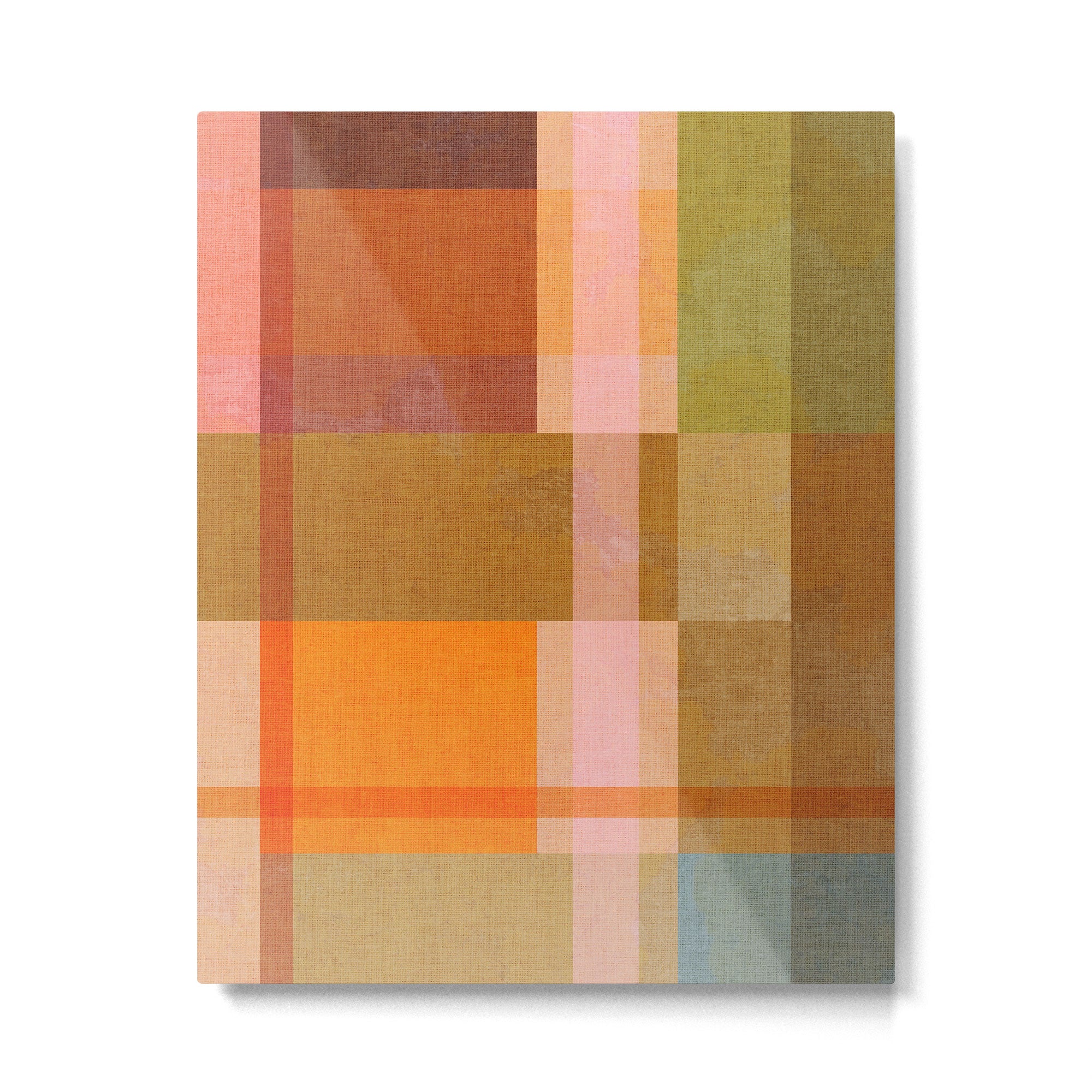 Cosy Heritage Woven Plaid 2 earthy orange blue green Metal Print Gallery Image 6