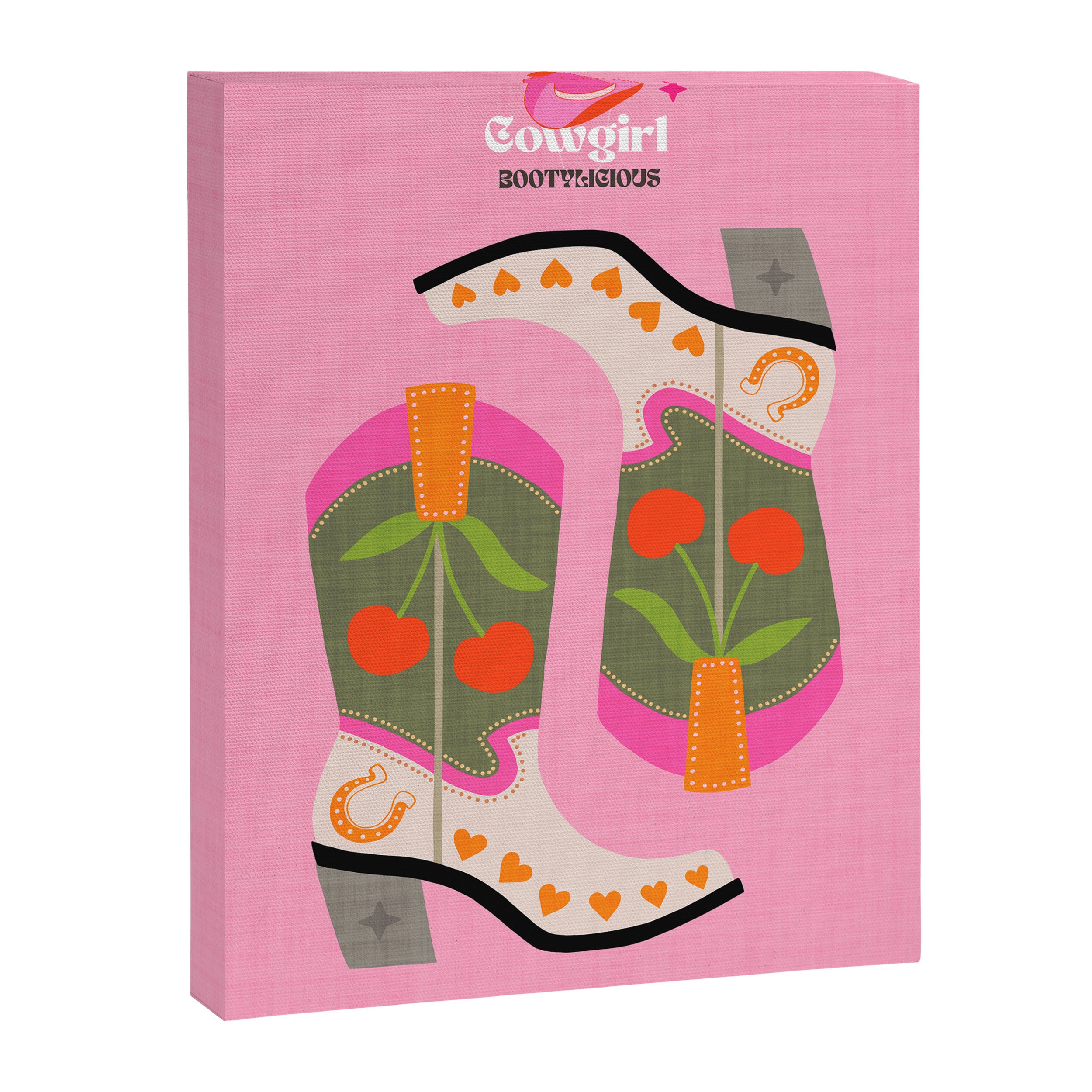 Cowgirl boots - 'Booty-licious' pun in pink Canvas Print Gallery Image 6