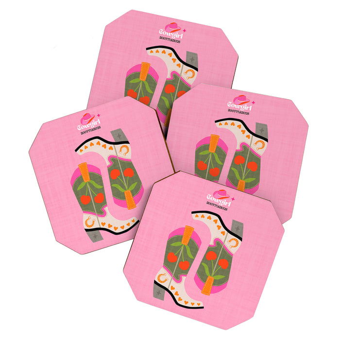 Cowgirl boots - 'Booty-licious' pun in pink Coaster Gallery Image 1