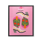 Cowgirl boots - 'Booty-licious' pun in pink Framed Canvas Print Gallery Image 6