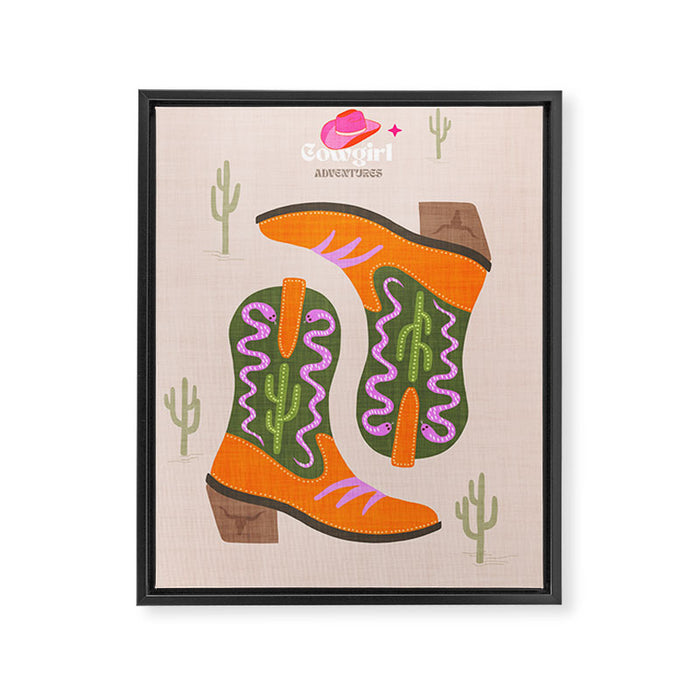 Cowgirl boots Desert Adventures Framed Canvas Print Gallery Image 1