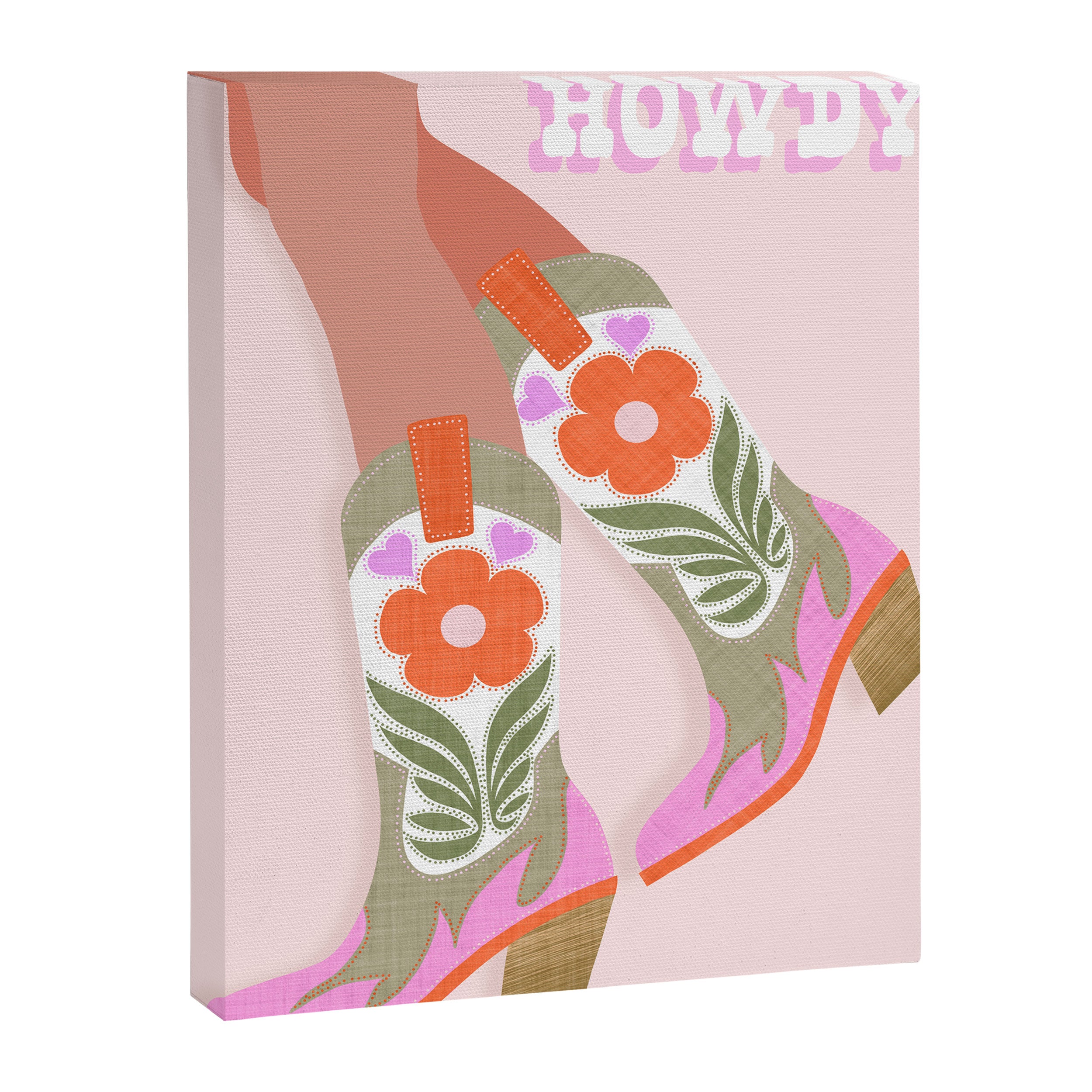 Cowgirl boots Howdy on soft pink Canvas Print Gallery Image 6