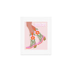 Cowgirl boots Howdy on soft pink Art Print Gallery Image 1