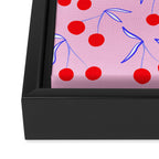 Ditsy Kitsch Cherry pattern in Pink, Red, Blue Framed Canvas Print Gallery Image 3
