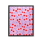 Ditsy Kitsch Cherry pattern in Pink, Red, Blue Framed Canvas Print Gallery Image 6