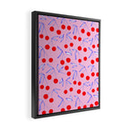 Ditsy Kitsch Cherry pattern in Pink, Red, Blue Framed Canvas Print Gallery Image 2