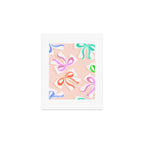 Ditsy Kitsch Ribbons and bows 1. Pastel Rainbow colours on Peach Art Print Gallery Image 1