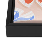 Ditsy Kitsch Ribbons and bows 1. Pastel Rainbow colours on Peach Framed Canvas Print Gallery Image 3