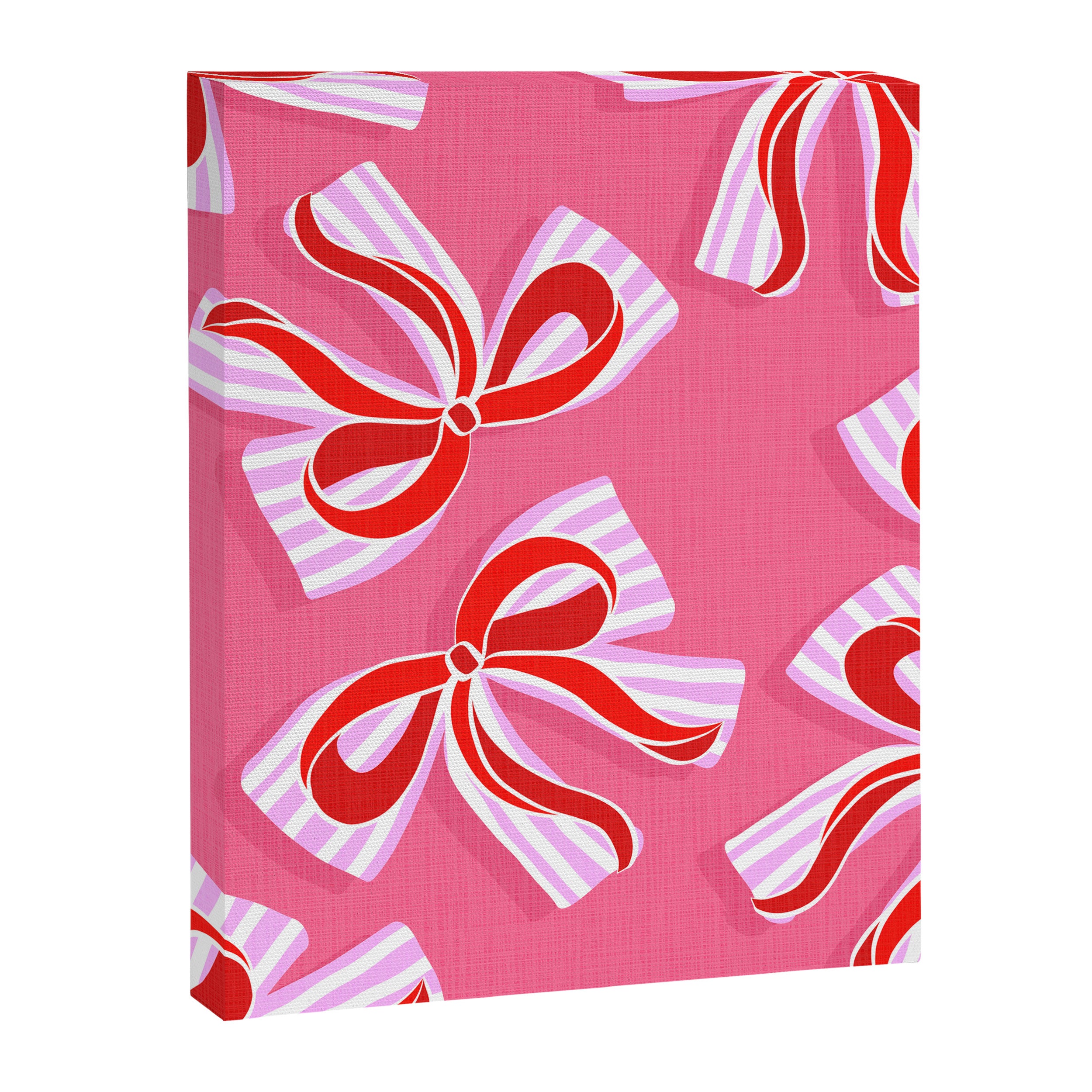 Ditsy Kitsch Ribbons and bows 2. Watermelon Pink and Red Canvas Print Gallery Image 8