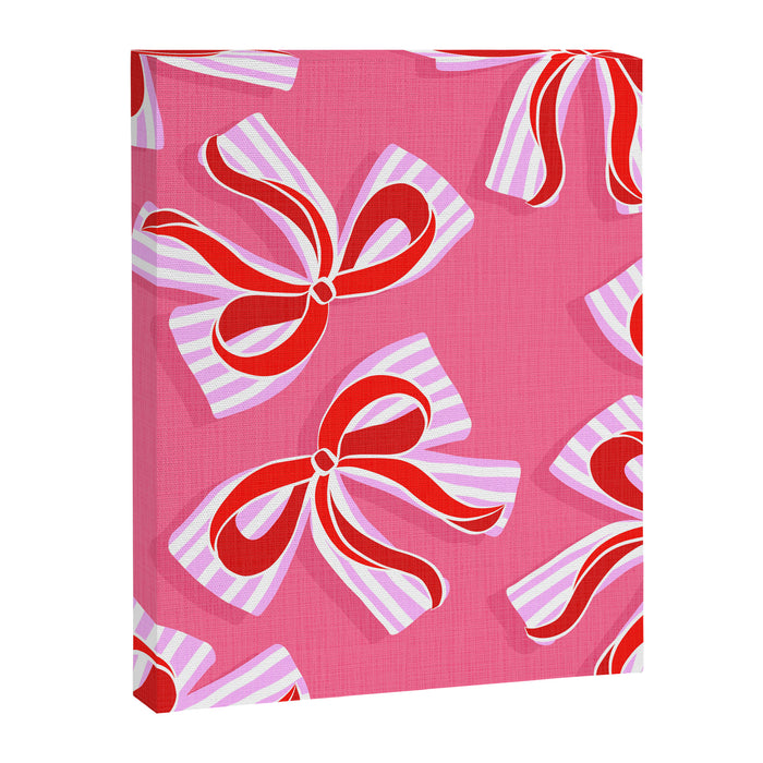 Ditsy Kitsch Ribbons and bows 2. Watermelon Pink and Red Canvas Print Gallery Image 1
