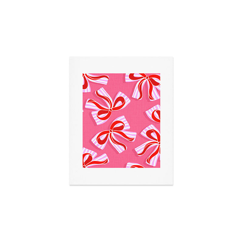 Ditsy Kitsch Ribbons and bows 2. Watermelon Pink and Red Art Print Gallery Image 1