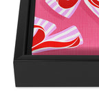 Ditsy Kitsch Ribbons and bows 2. Watermelon Pink and Red Framed Canvas Print Gallery Image 3