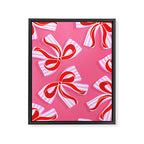 Ditsy Kitsch Ribbons and bows 2. Watermelon Pink and Red Framed Canvas Print Gallery Image 8