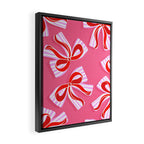 Ditsy Kitsch Ribbons and bows 2. Watermelon Pink and Red Framed Canvas Print Gallery Image 2