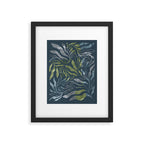 Endless Dark Leaf Illustration 1.1 Celestial Blue-Green Framed Art Print Gallery Image 5