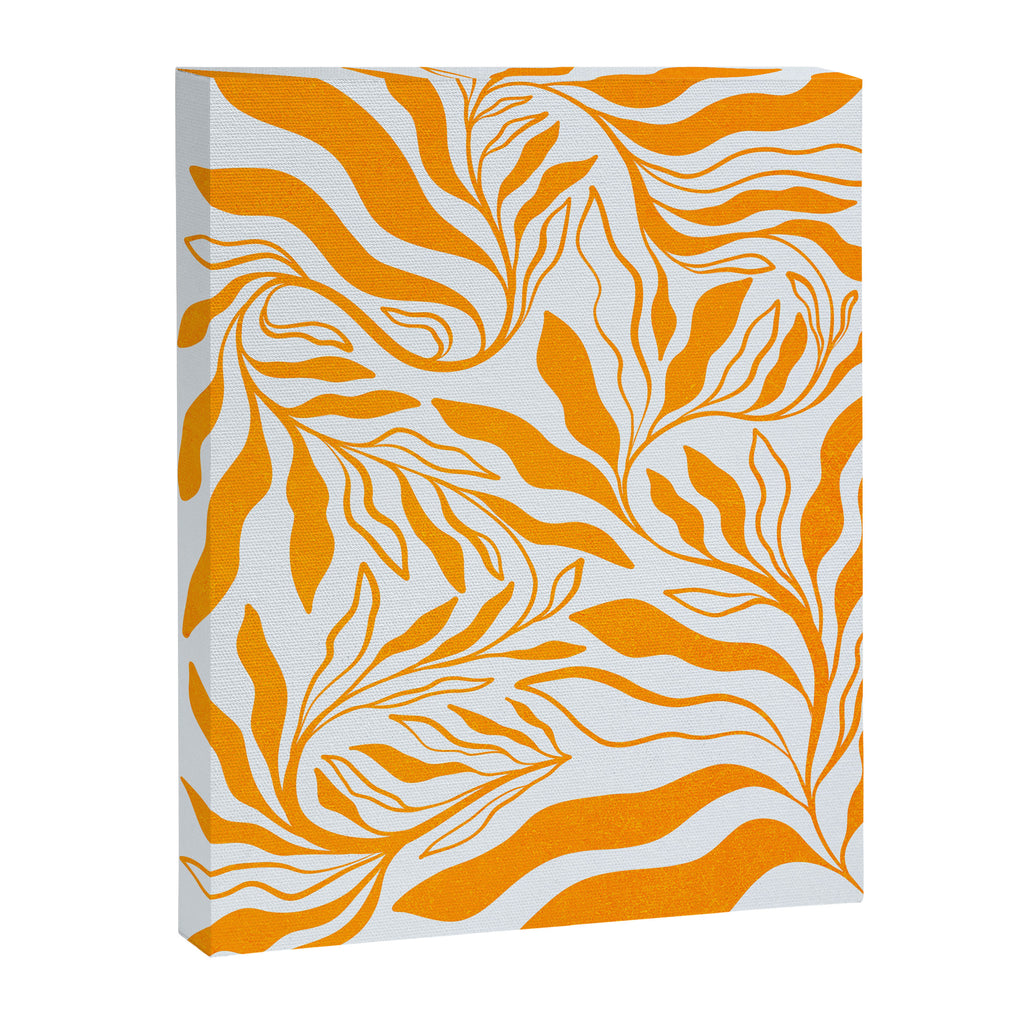 Endless Leaf Summer Illustration 1 Tangerine on pastel blue Canvas Print Gallery Image 6