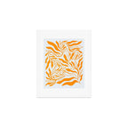 Endless Leaf Summer Illustration 1 Tangerine on pastel blue Art Print Gallery Image 1