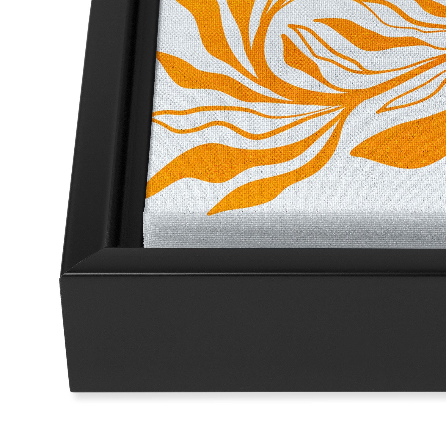 Endless Leaf Summer Illustration 1 Tangerine on pastel blue Framed Canvas Print Gallery Image 3
