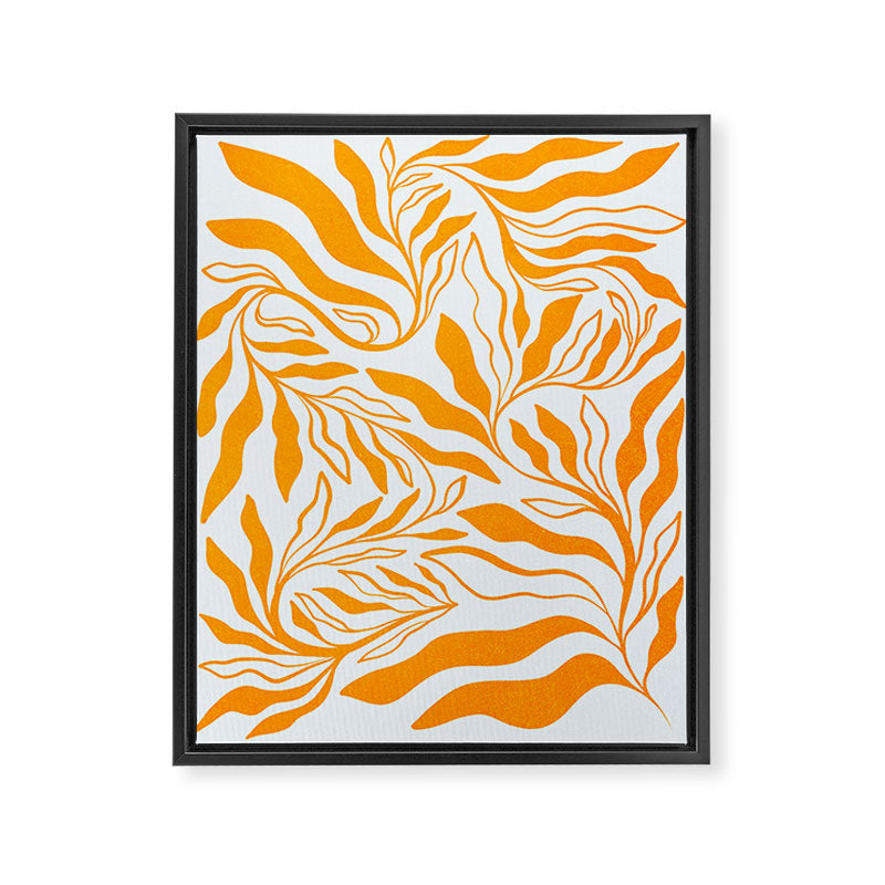 Endless Leaf Summer Illustration 1 Tangerine on pastel blue Framed Canvas Print Gallery Image 6