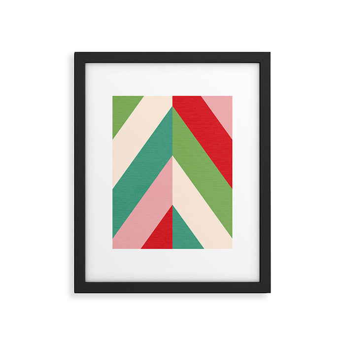 Festive Chevron Pattern Close-up - Red, Pink & Green Framed Art Print Gallery Image 1