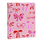 Festive Pink and Red Christmas Ribbons and Bows hand drawn Collection on Pastel Pink Canvas Print Gallery Image 8