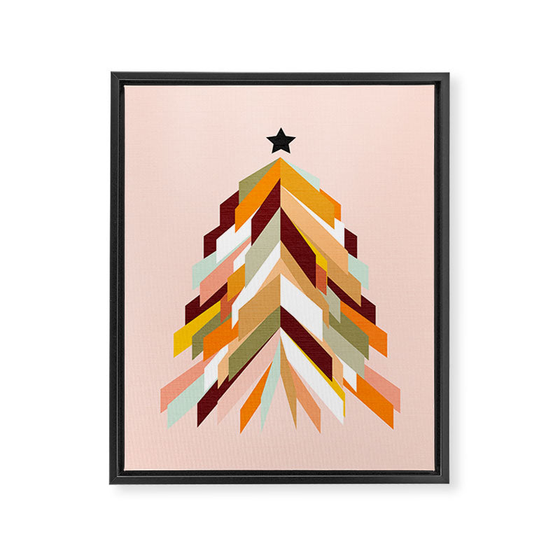 Festive Retro Christmas Tree on Peach Fuzz Framed Canvas Print Gallery Image 8