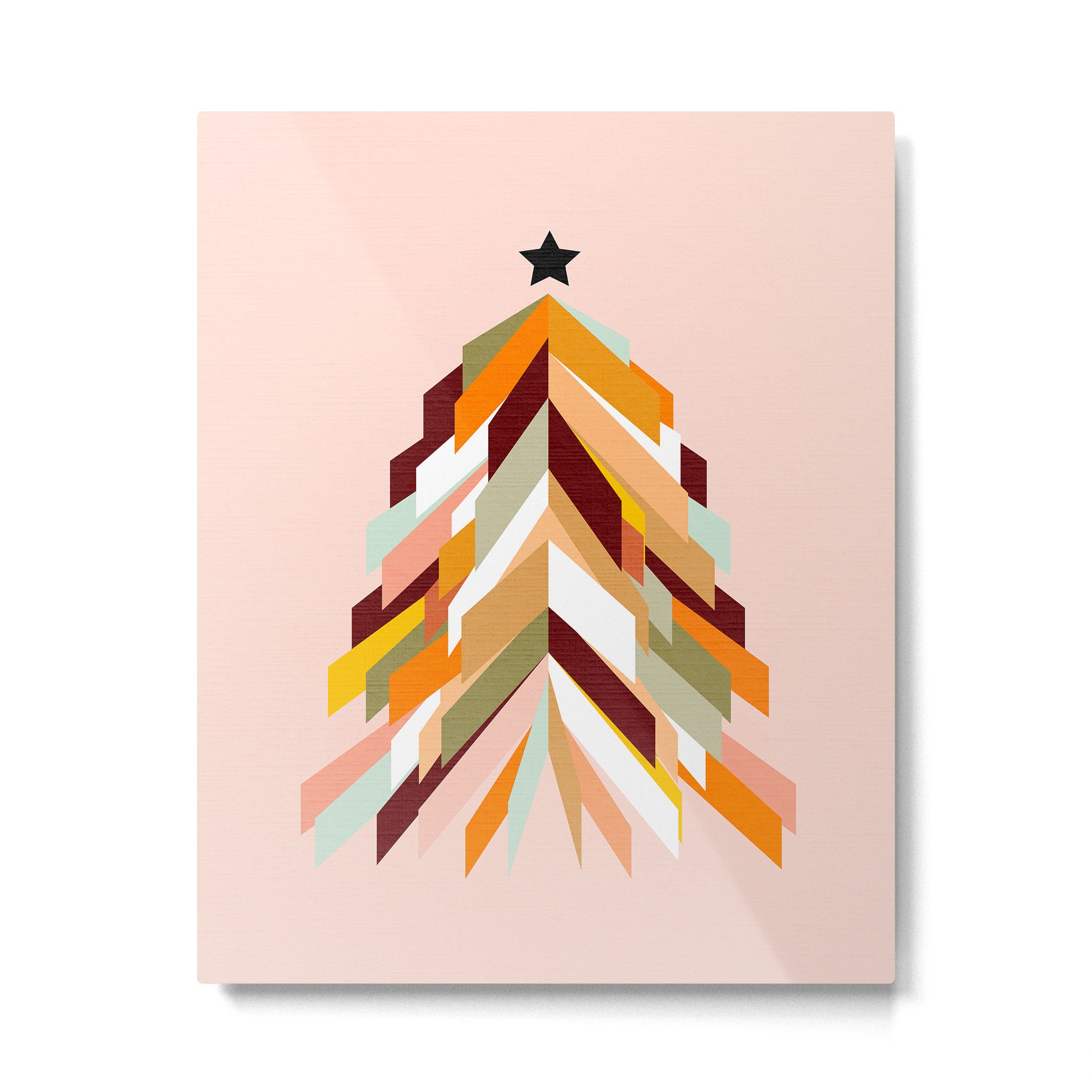 Festive Retro Christmas Tree on Peach Fuzz Metal Print Gallery Image 6