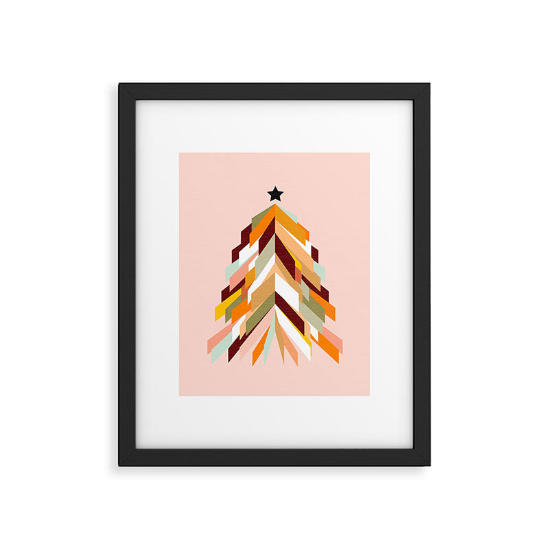 Festive Retro Christmas Tree on Peach Fuzz Framed Art Print Gallery Image 6