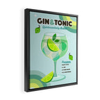 Gin and Tonic Retro Cocktail - Aqua blue green Framed Canvas Print Gallery Image 2
