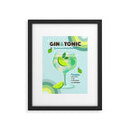 Gin and Tonic Retro Cocktail - Aqua blue green Framed Art Print Gallery Image 5