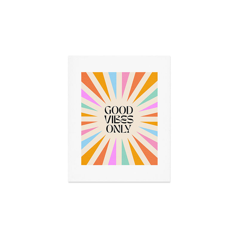 Good Vibes Only - Retro colourful Sunburst  Art Print Gallery Image 1