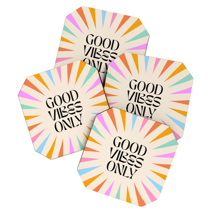 Good Vibes Only - Retro colourful Sunburst  Coaster Gallery Image 1