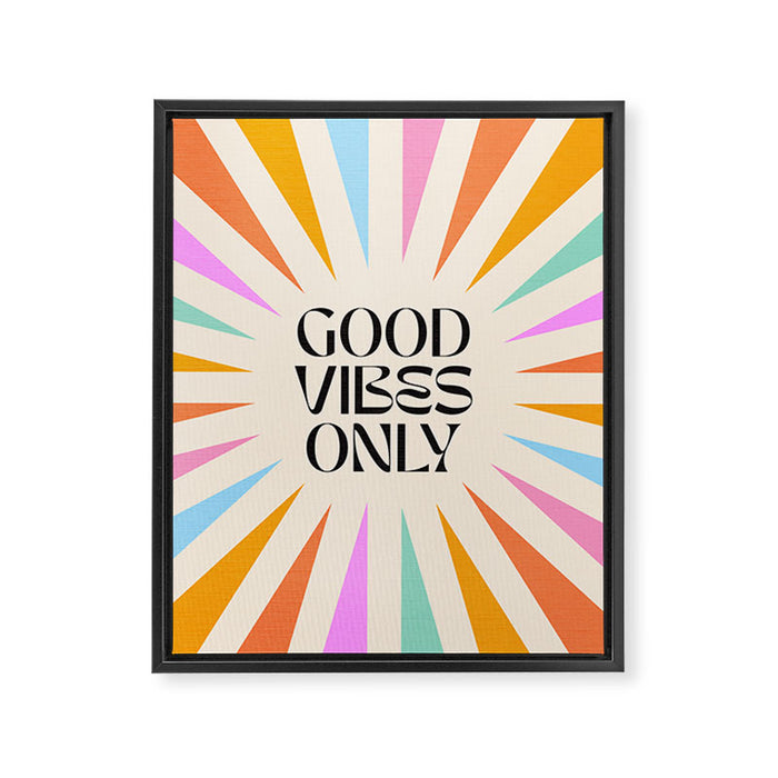 Good Vibes Only - Retro colourful Sunburst  Framed Canvas Print Gallery Image 1