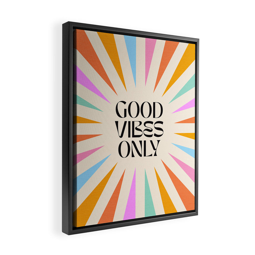 Good Vibes Only - Retro colourful Sunburst  Framed Canvas Print Gallery Image 2