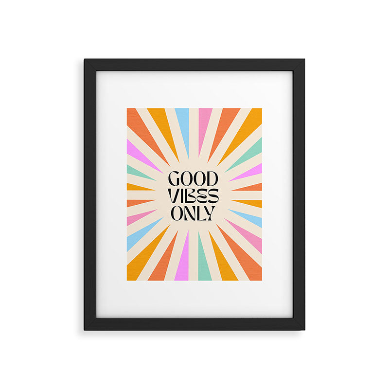 Good Vibes Only - Retro colourful Sunburst  Framed Art Print Gallery Image 5