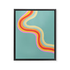 Groovy 70s Retro Rainbow Flow on Blue Framed Canvas Print Gallery Image 6