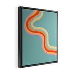 Groovy 70s Retro Rainbow Flow on Blue Framed Canvas Print Gallery Image 2