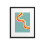 Groovy 70s Retro Rainbow Flow on Blue Framed Art Print Gallery Image 5