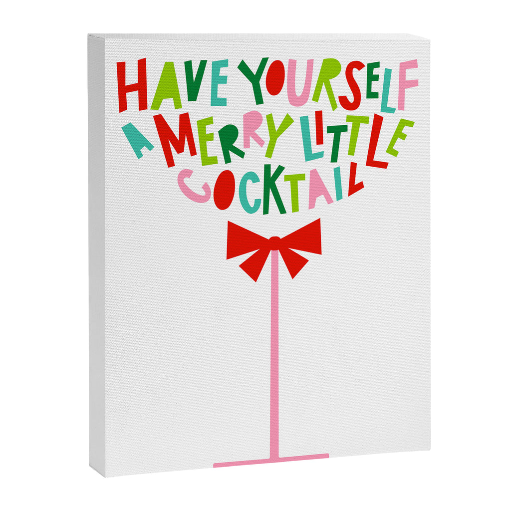 Have Yourself a Merry Little Cocktail - Festive Cocktail Typography Canvas Print Gallery Image 8