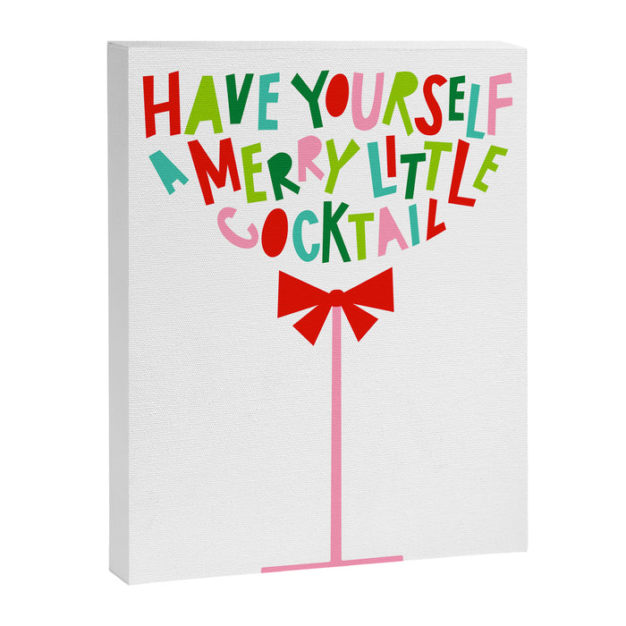 Have Yourself a Merry Little Cocktail - Festive Cocktail Typography Canvas Print Gallery Image 1