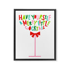 Have Yourself a Merry Little Cocktail - Festive Cocktail Typography Framed Canvas Print Gallery Image 8