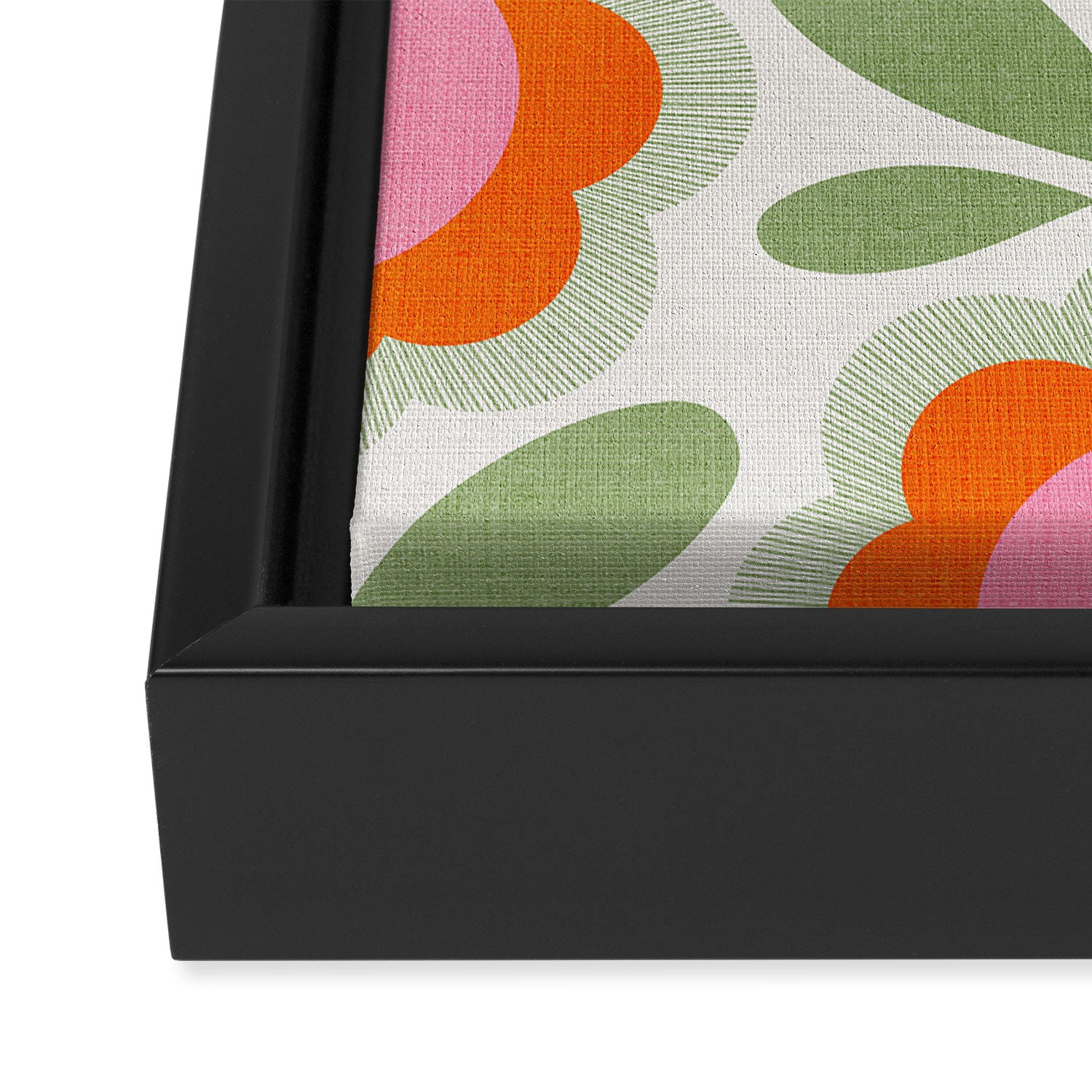 HELLO BOLD RETRO DAISY PATTERN 3. PINK AND GREEN Framed Canvas Print Gallery Image 3