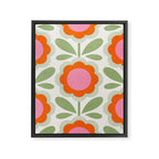 HELLO BOLD RETRO DAISY PATTERN 3. PINK AND GREEN Framed Canvas Print Gallery Image 6