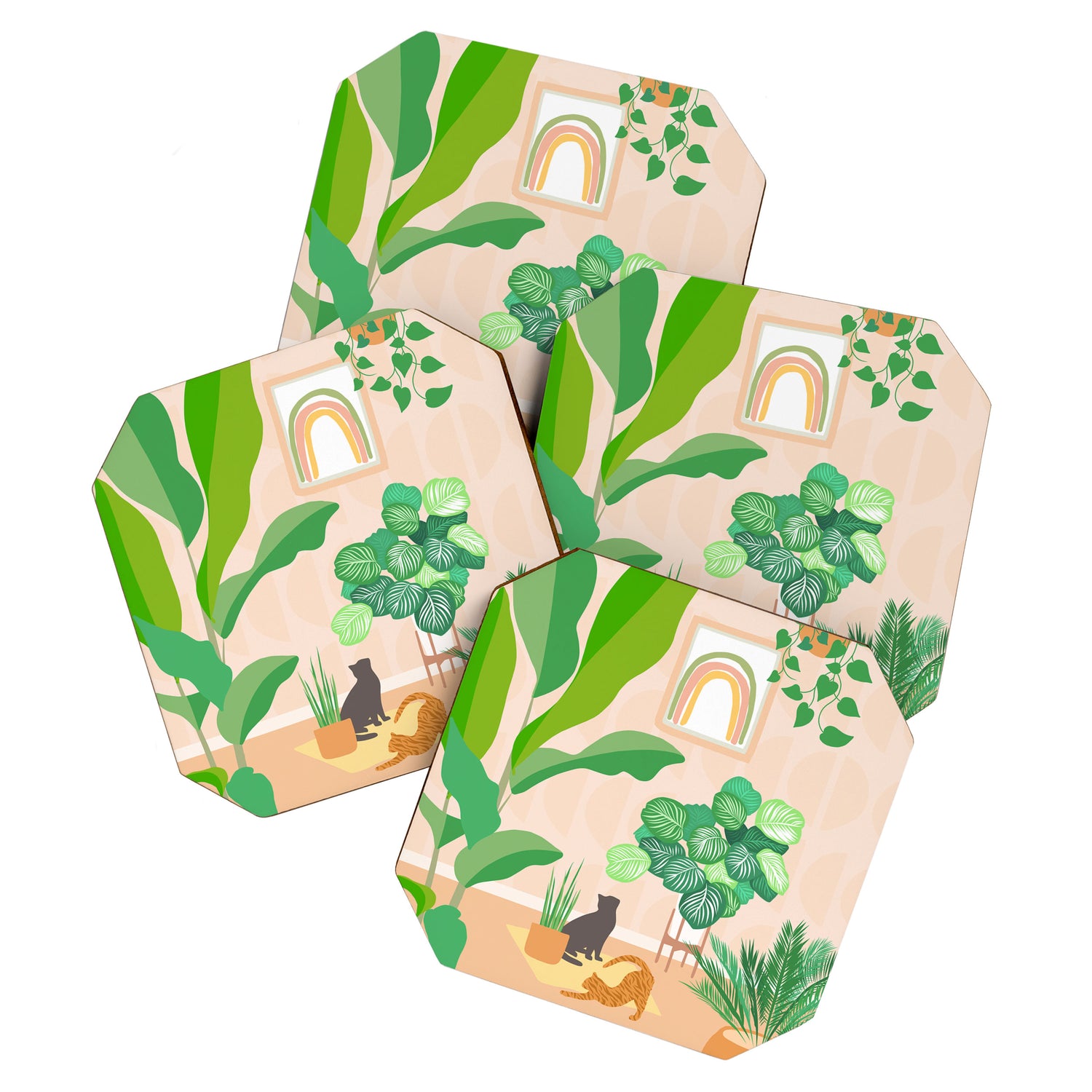 Home Green Home Garden with Cats Coaster Gallery Image 1