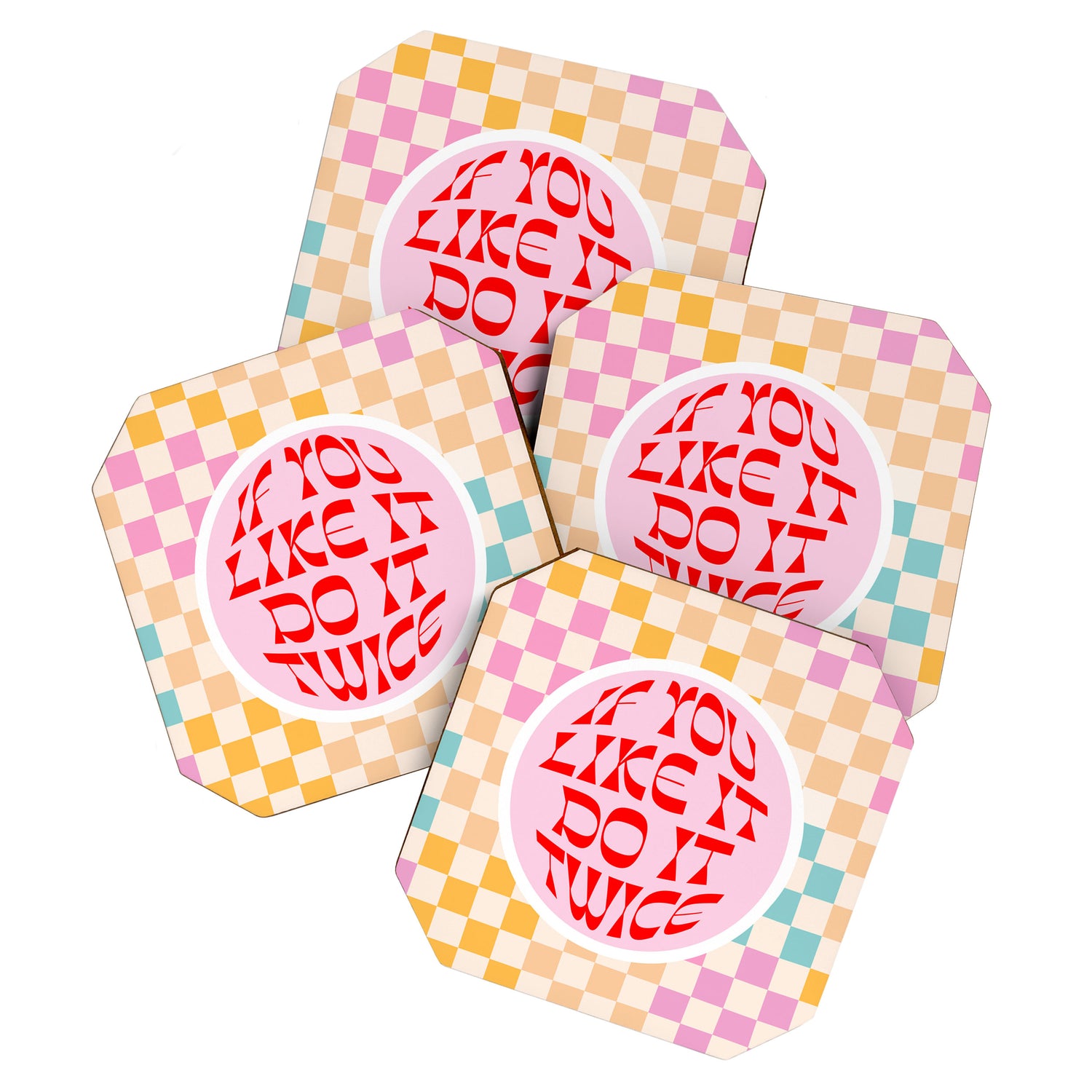 If you like it... Retro and  Fun words on checks  Coaster Gallery Image 1