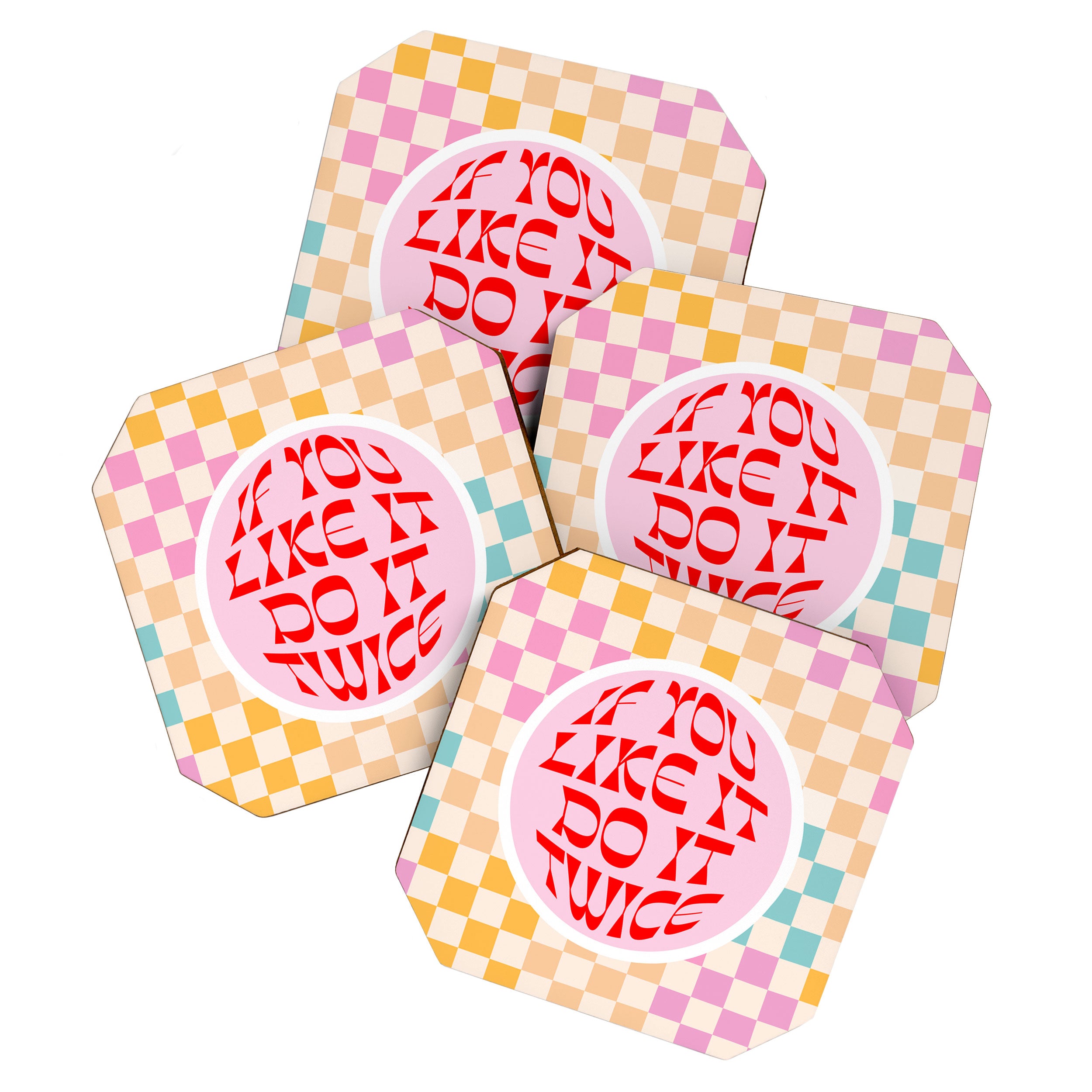 If you like it... Retro and  Fun words on checks  Coaster Gallery Image 1